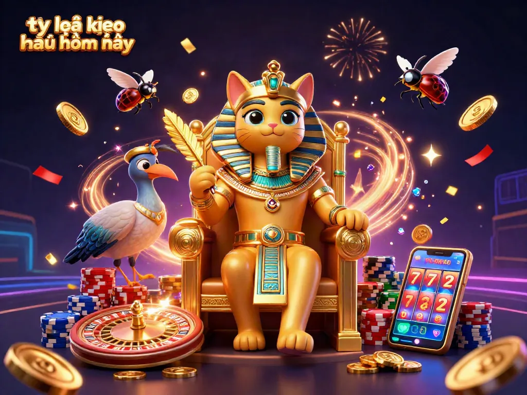 Engage with tỷ lệ kèo nhà cái hôm nay through a vibrant 3D casino scene, featuring rich details and dynamic elements.