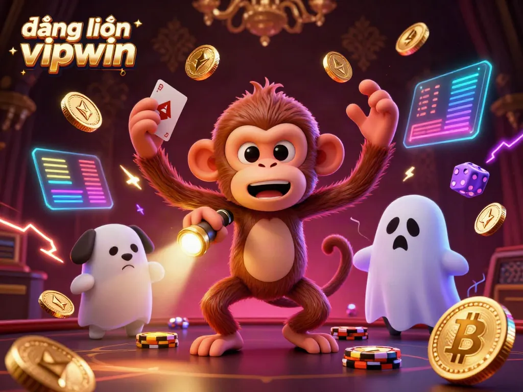 Experience exciting gameplay with a 3D illustration showcasing đăng nhập vipwin in an energetic casino scene.
