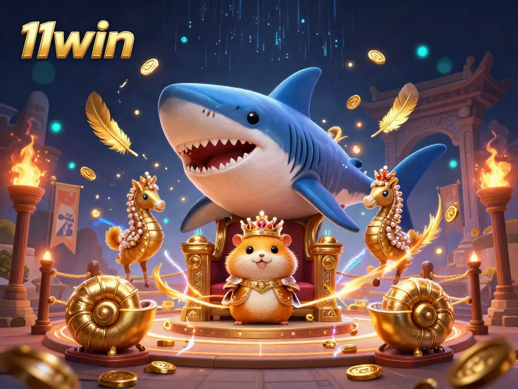 Experience 11win's thrilling casino atmosphere with a golden hamster king and underwater champions.