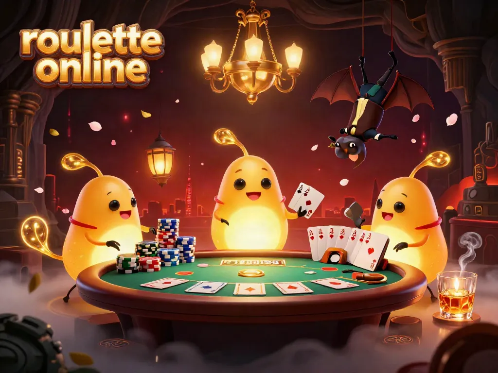 Engage with roullete online as glowworms illuminate a cave casino, featuring poker elements.